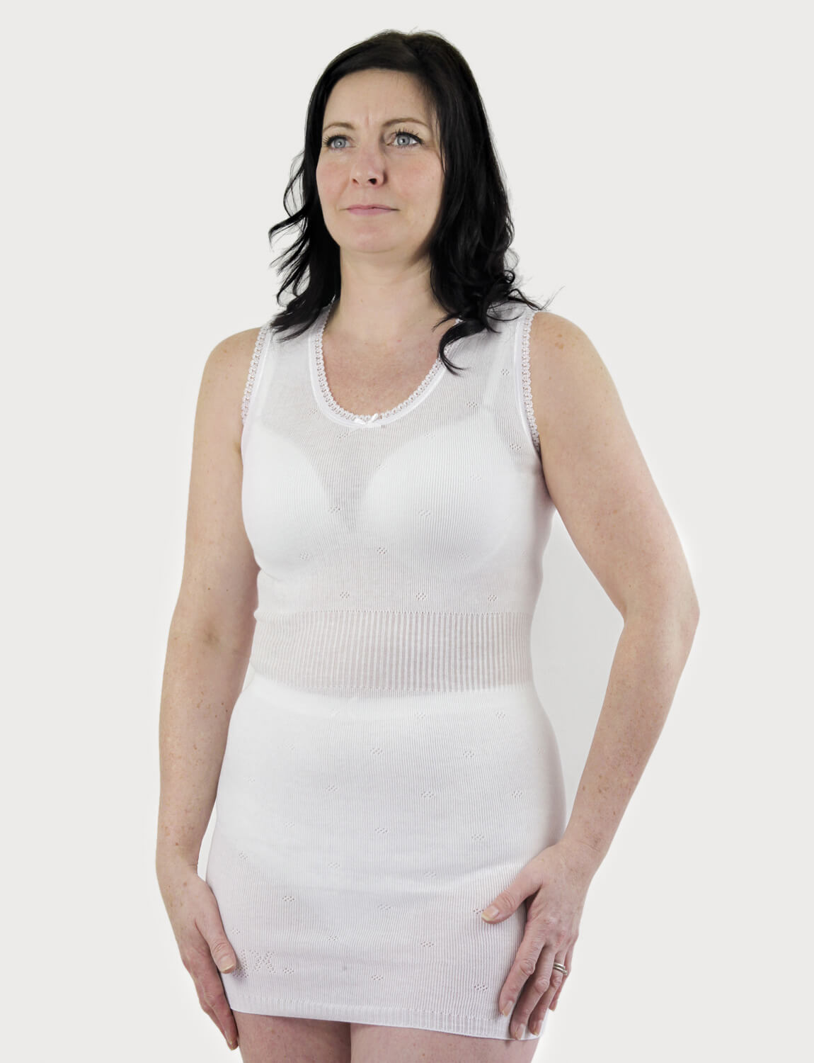 Built-Up Shoulder Vest, White Built-Up Shoulder Vest, White