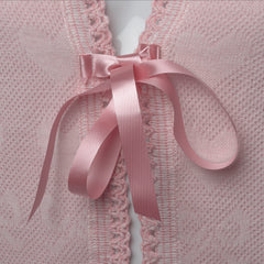 Brushed Bed Jacket, Ribbon Tie, No Collar, Pink