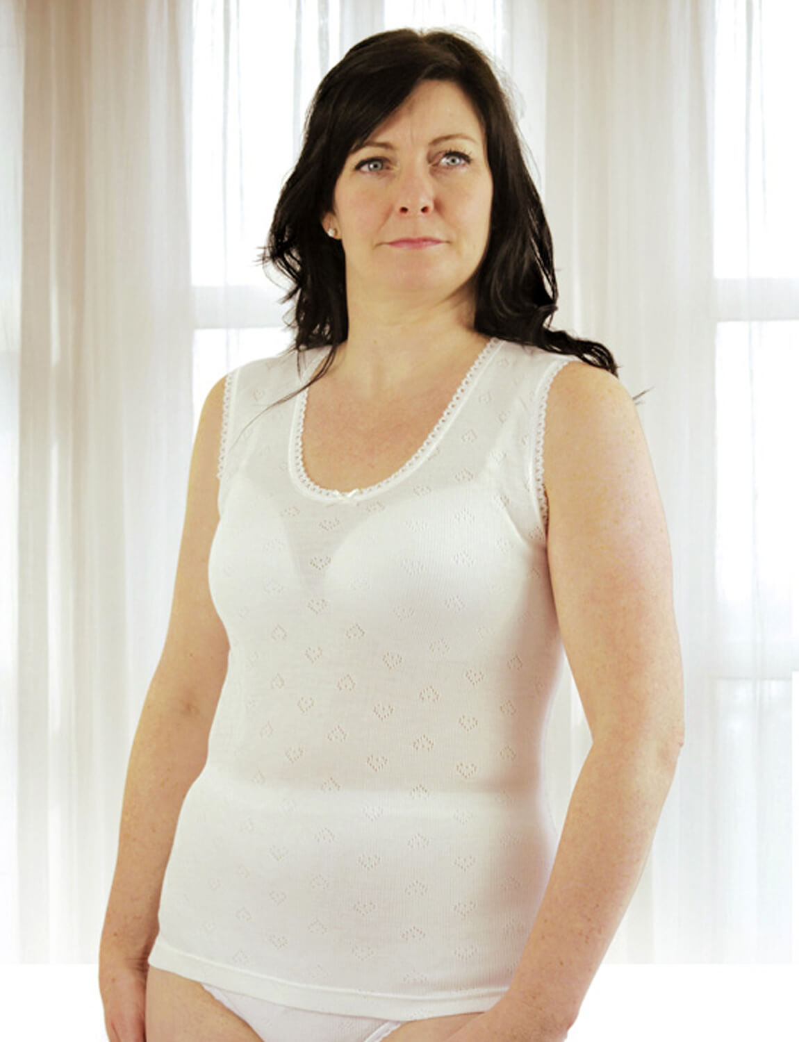 Womens Viloft Blend Lightweight Thermal Camisole Built Up Strap vest White